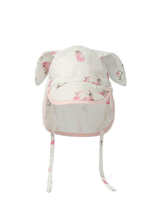 

Муслиновая шапочка для девочки Bébé lapin розового цвета с защитой шеи Deux Lapins, розовый