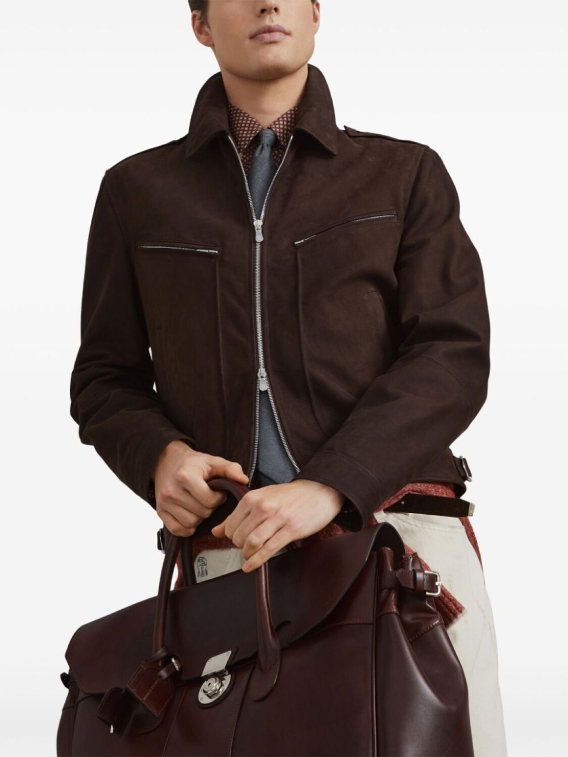 

Brunello Cucinelli кожаная дорожная сумка, фиолетовый