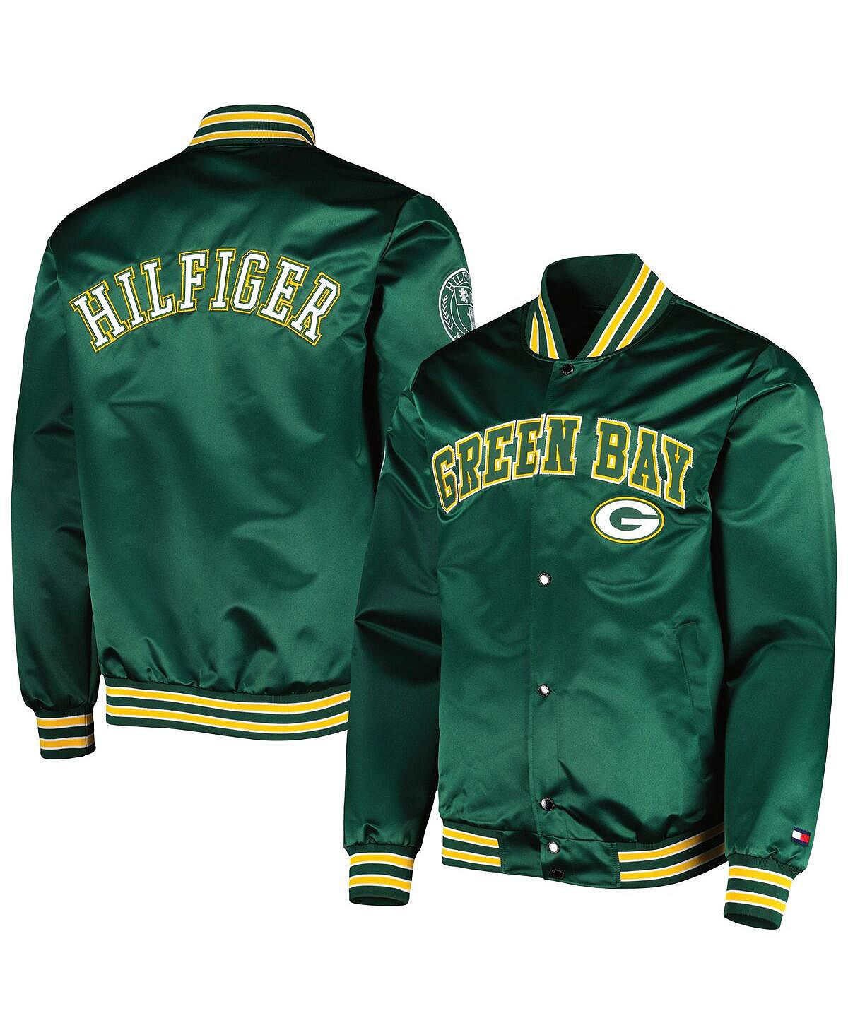 

Мужская зеленая куртка на кнопках Green Bay Packers Elliot Varsity Tommy Hilfiger, Зеленый