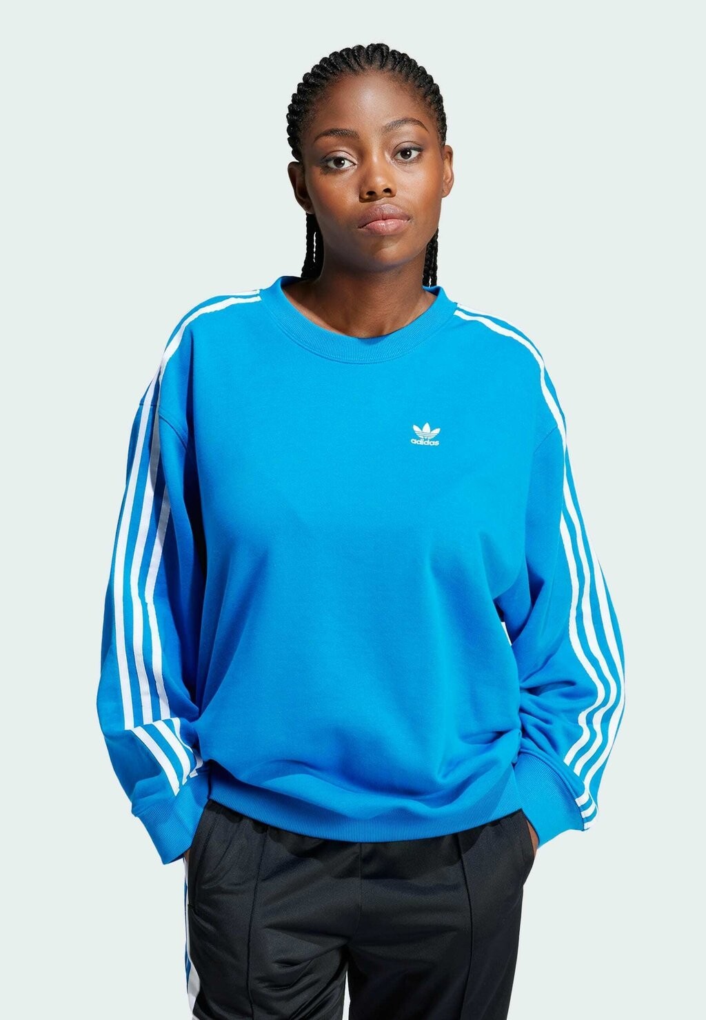 

Толстовка adidas Originals STRIPE CREW, цвет blue bird