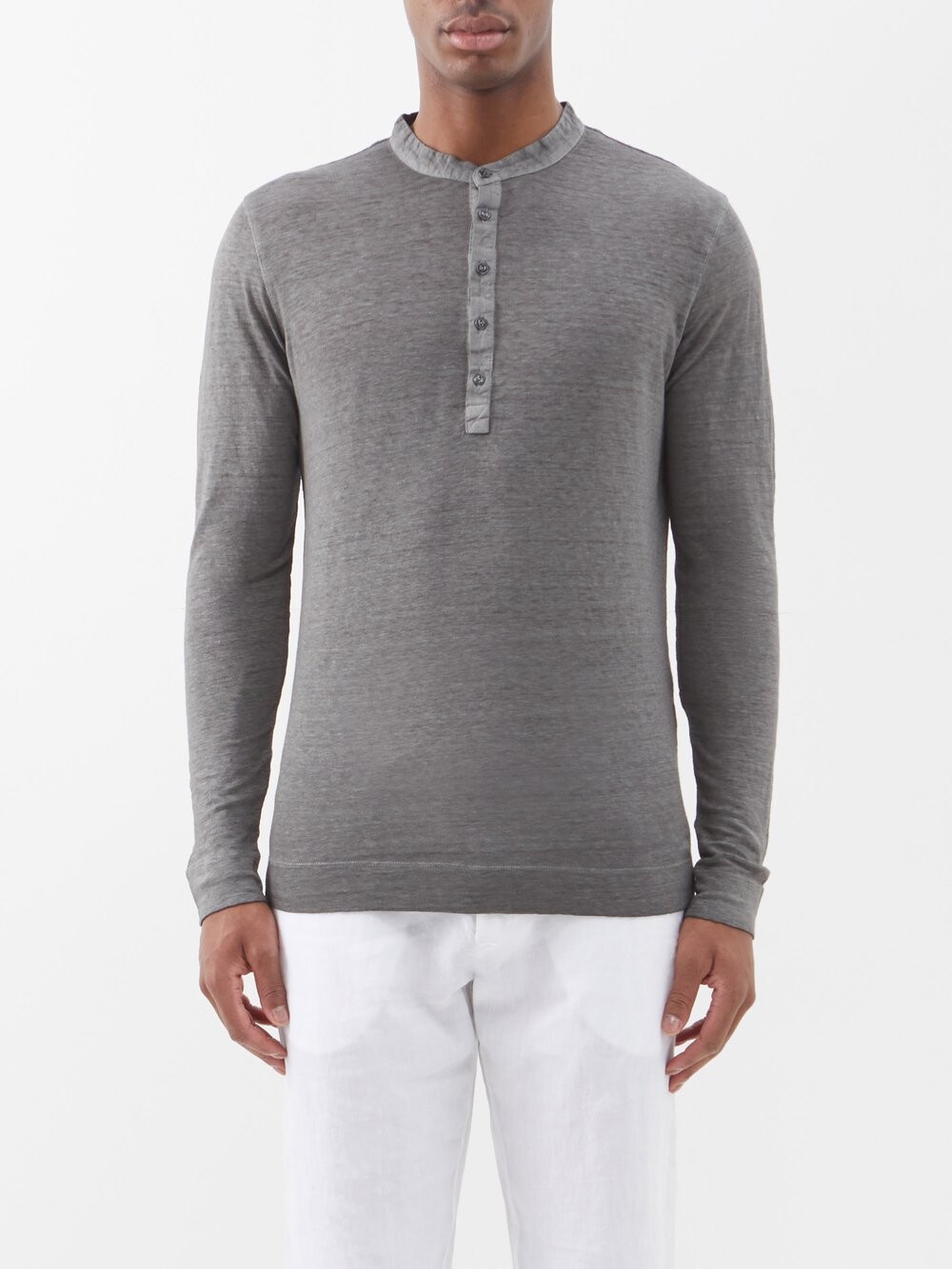 

Льняная рубашка henley с длинными рукавами 120% Lino, серый