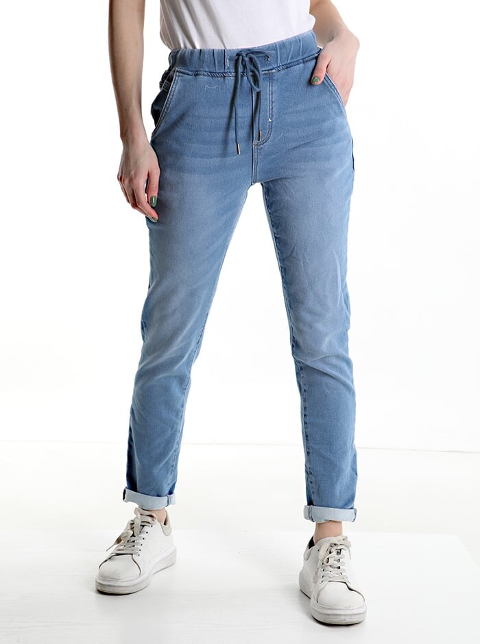 

Джинсовые хлопковые брюки с карманами на кулиске, цвет Steel blue