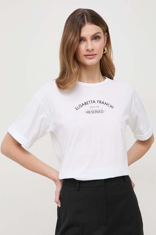 

Хлопковая футболка Elisabetta Franchi, белый