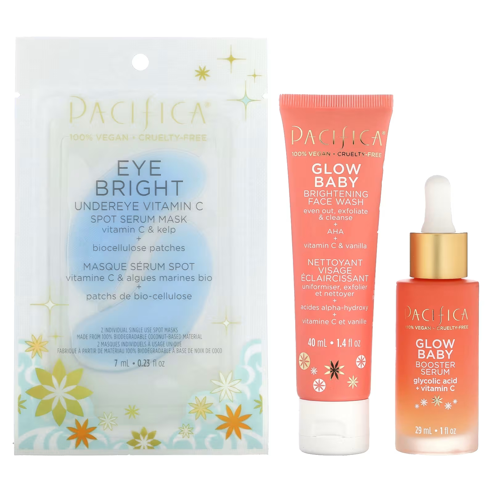 Набор для ухода за кожей Pacifica Glow Baby, набор из 3 предметов derma e очищающее средство для чувствительной кожи 175 мл 6 жидк унций