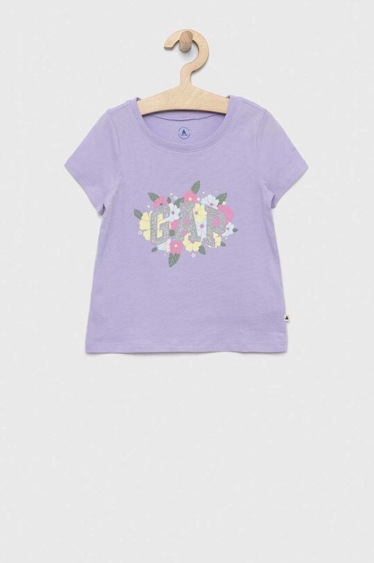 

Детская хлопковая футболка GAP, фиолетовый