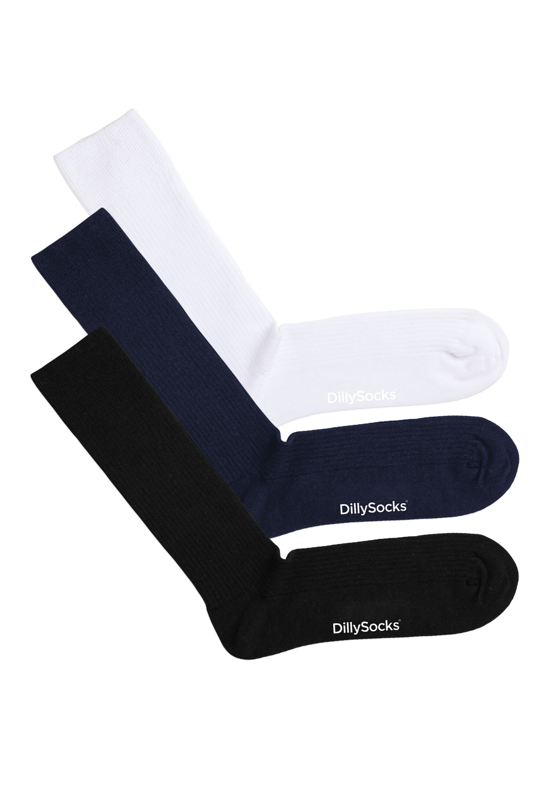 Носки DillySocks 3 шт Premium Ribbed, цвет Ribbed Black N Blue N White