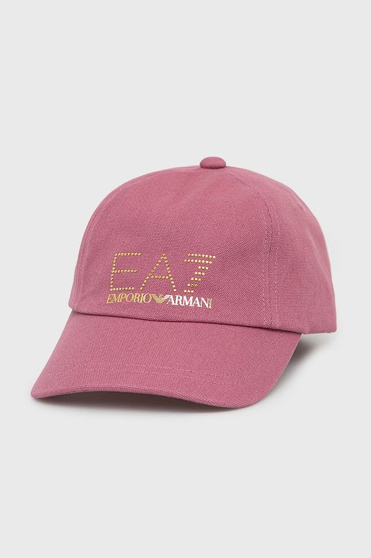 Хлопчатобумажная шапка EA7 Emporio Armani, розовый