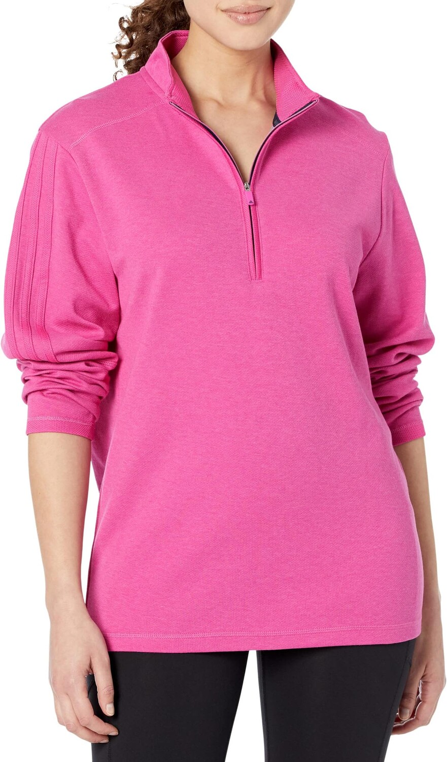 

Пуловер с 3 полосками и молнией 1/4 adidas, цвет Lucid Fuchsia Melange