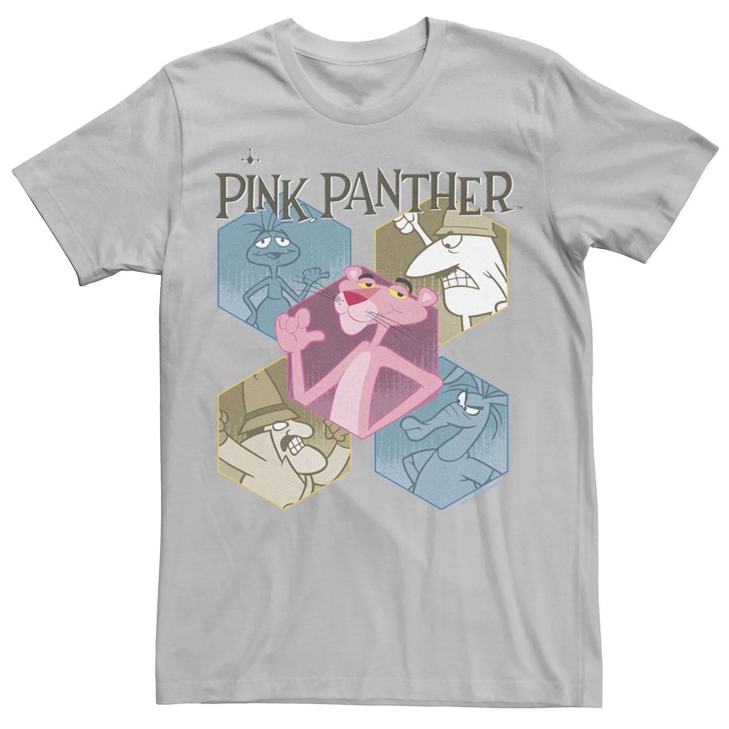 цена Мужская футболка с шестиугольным портретом и рисунком Розовая Пантера Licensed Character, серебристый