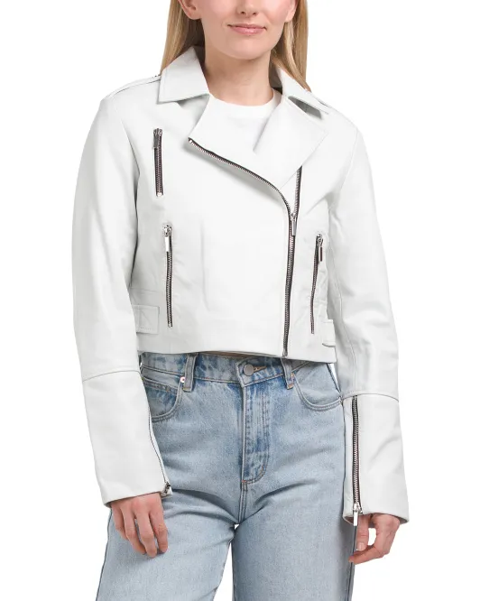 

Кожаная малиновая куртка Bod & Christensen, белый