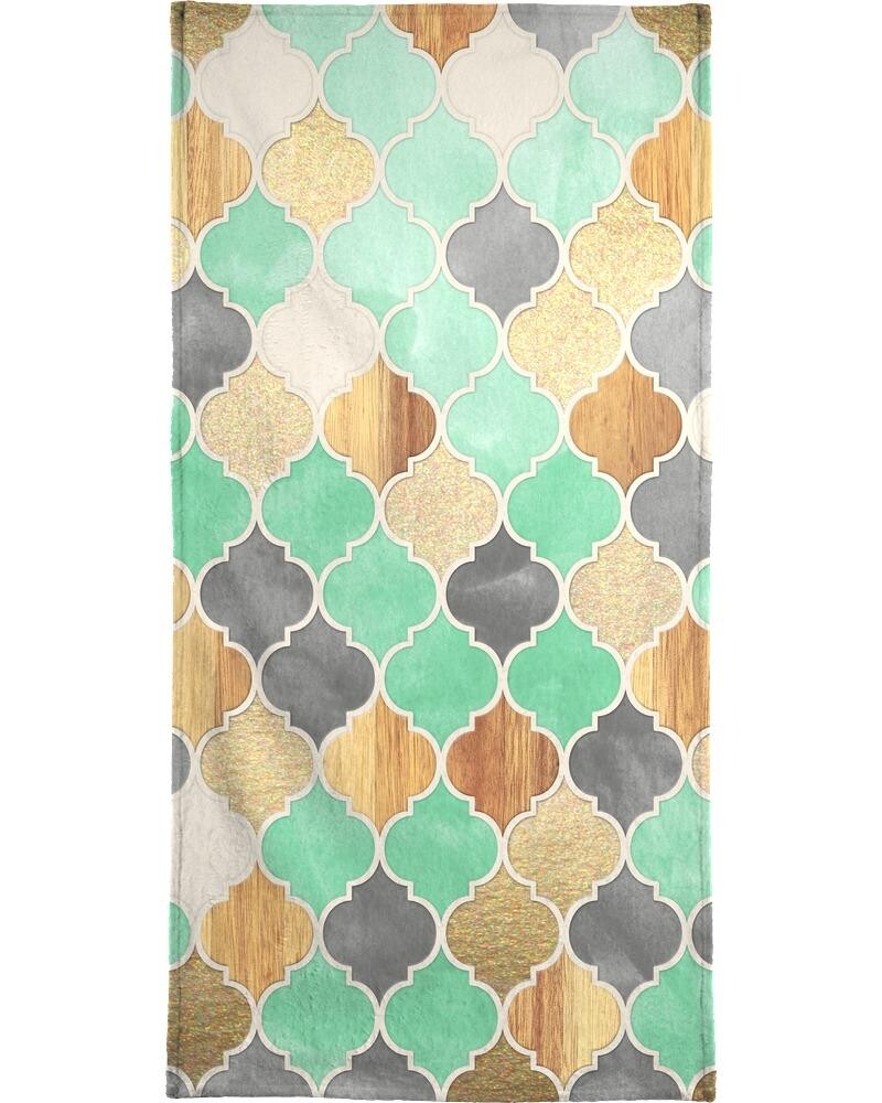 

Полотенце для ванной Juniqe Textured Moroccan Pattern, цвет Grau & Grün