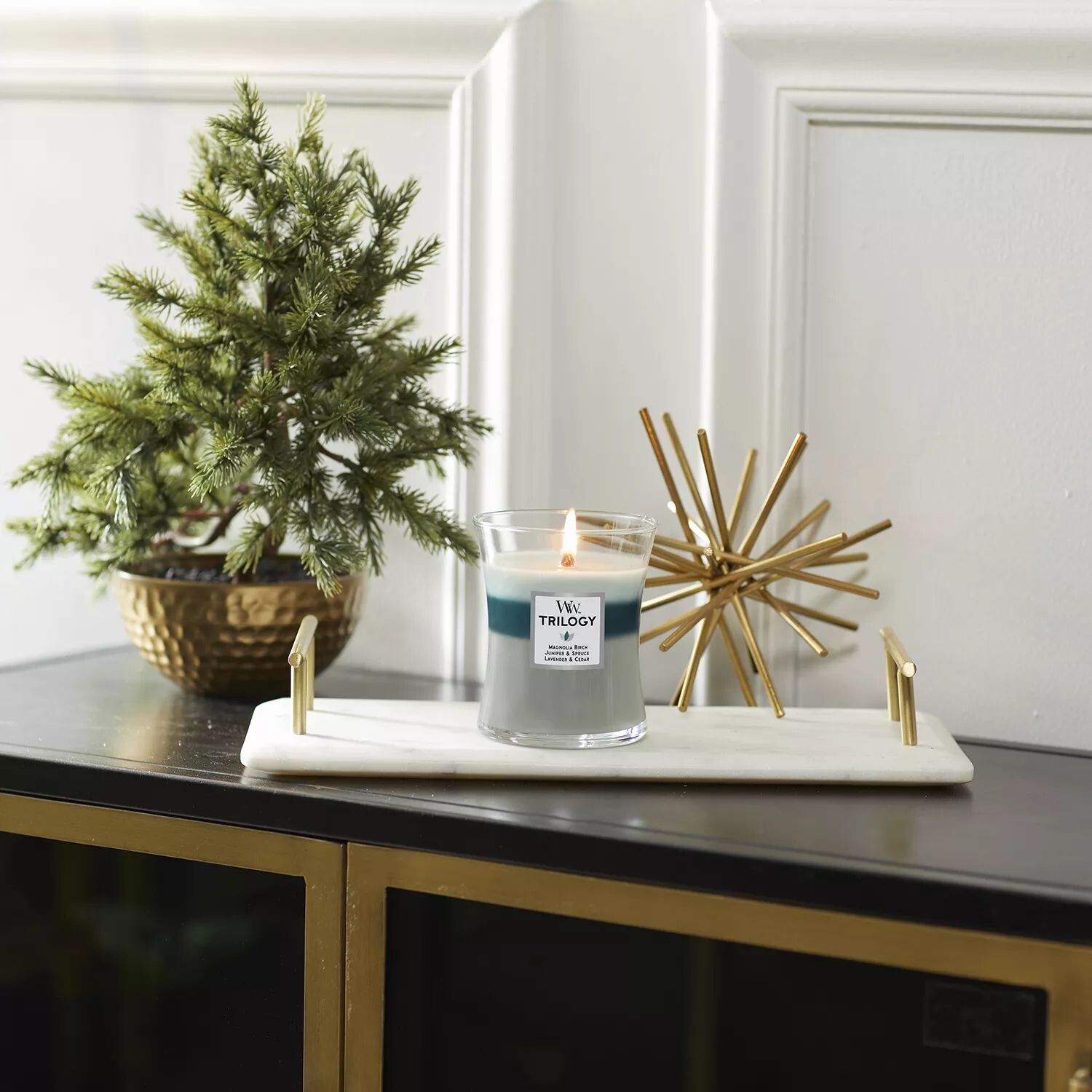 

Баночка для свечи WoodWick Icy Woodland среднего размера «Песочные часы Трилогия»