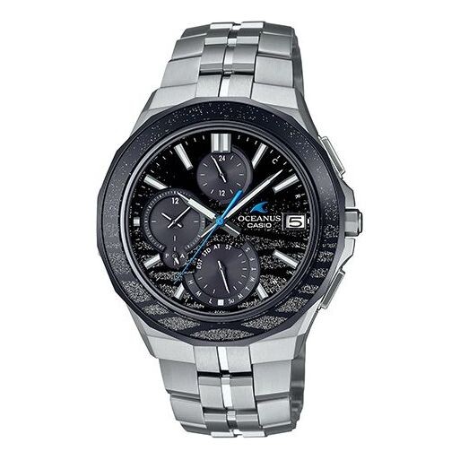 

Часы CASIO Waterproof Sapphire Crystal Solar Powered Stainless Steel Strap Quartz Sports Mens Black Analog, черный