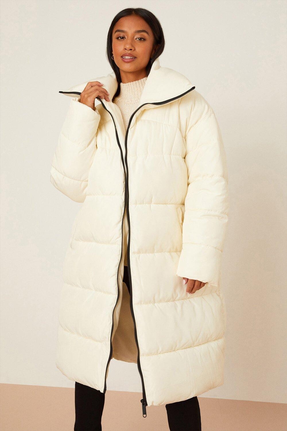 

Длинное пальто с подкладкой Petite Dorothy Perkins, белый
