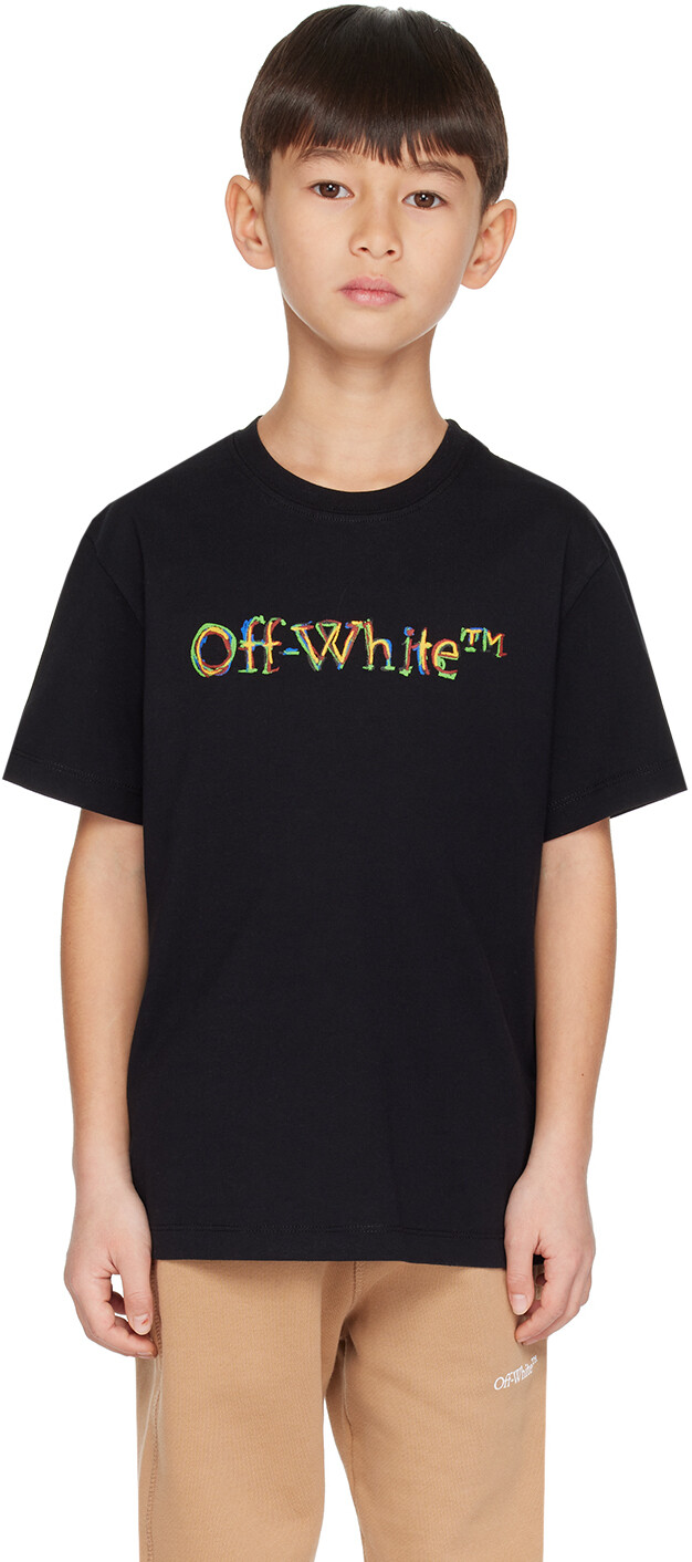 

Детская черная футболка с эскизом Off-White