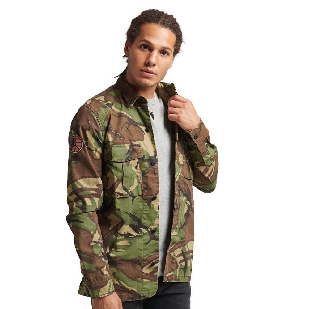 

Рубашка с длинным рукавом Superdry Vintage Patched Military, зеленый
