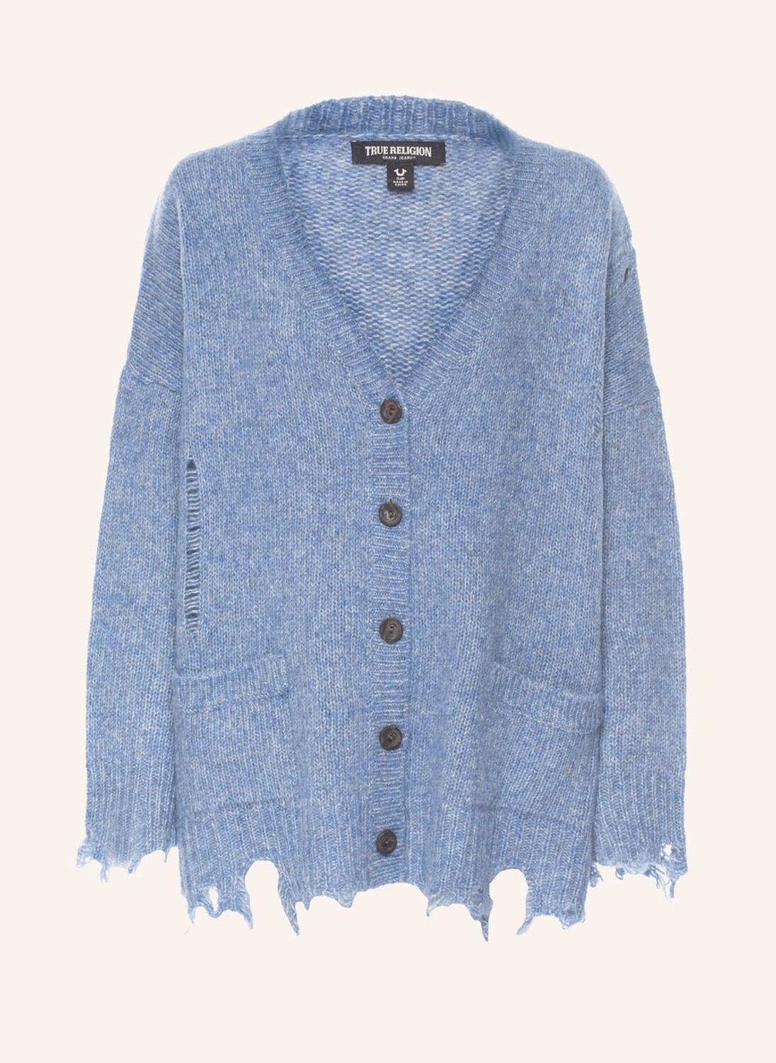 

Кардиган TRUE RELIGION Oversized Destroyed, синий