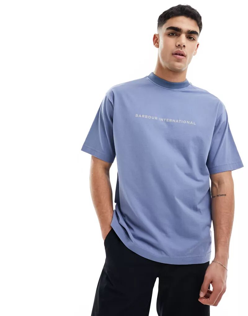 цена Голубая футболка с логотипом Barbour International