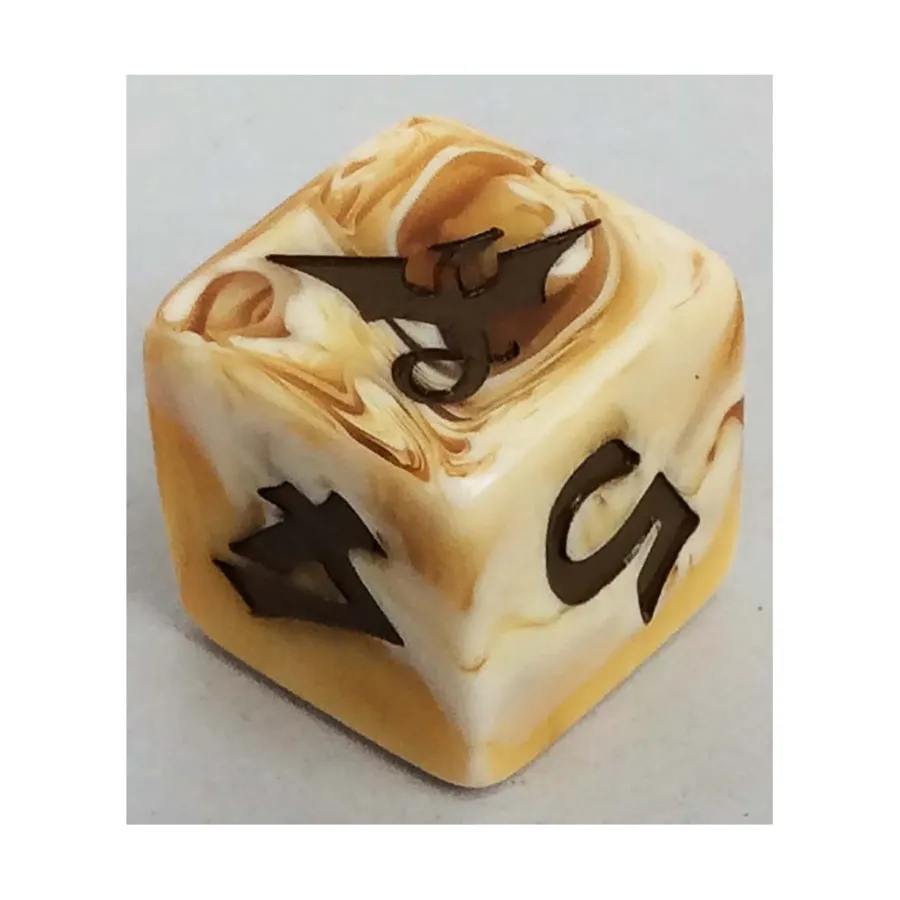 

D6 19 мм Dracolich Die — бежевый завиток с коричневым, Dragon Dice (Black Oak)