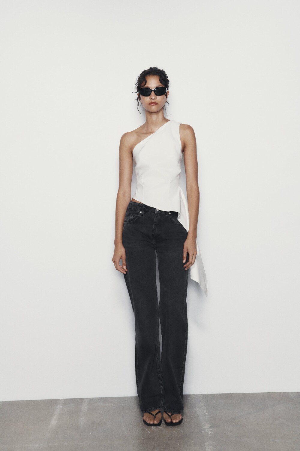 

Топ на ремешках с бантом Zara, белый