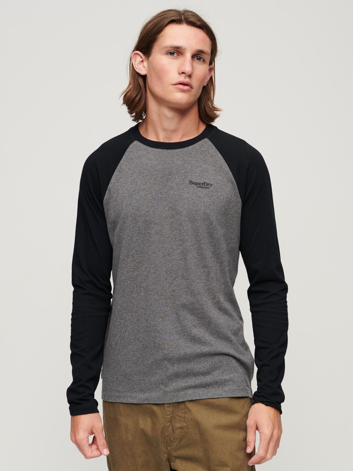 

Бейсбольная футболка с длинными рукавами Essential Superdry, угольно-мергель/черный