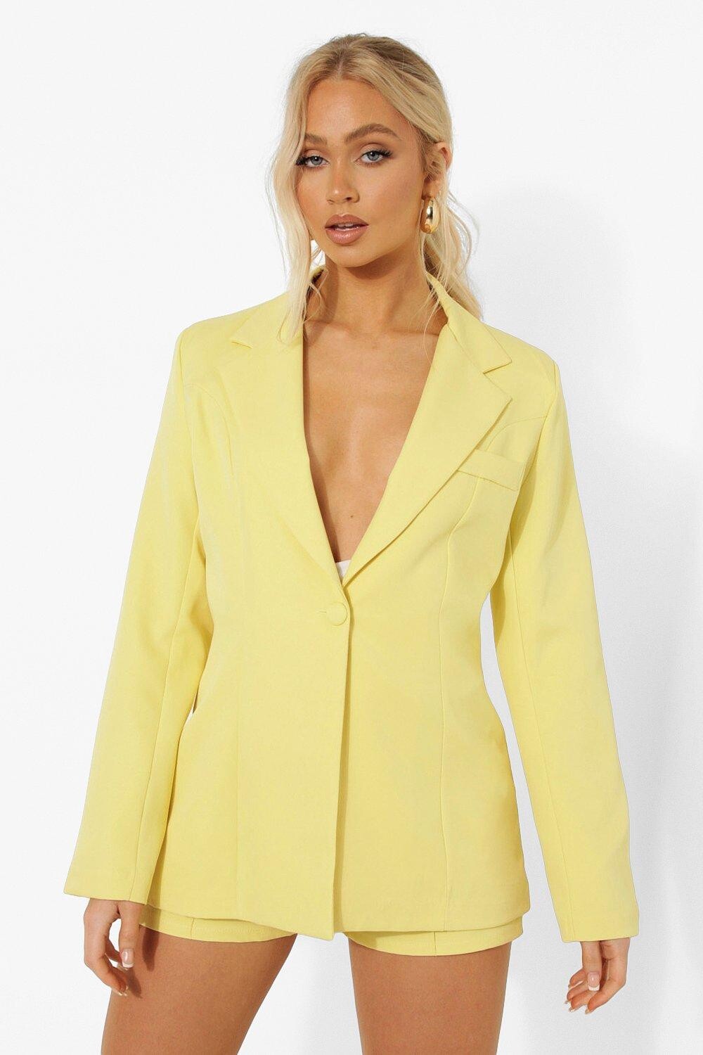 

Приглаженный пиджак Boohoo, лемон