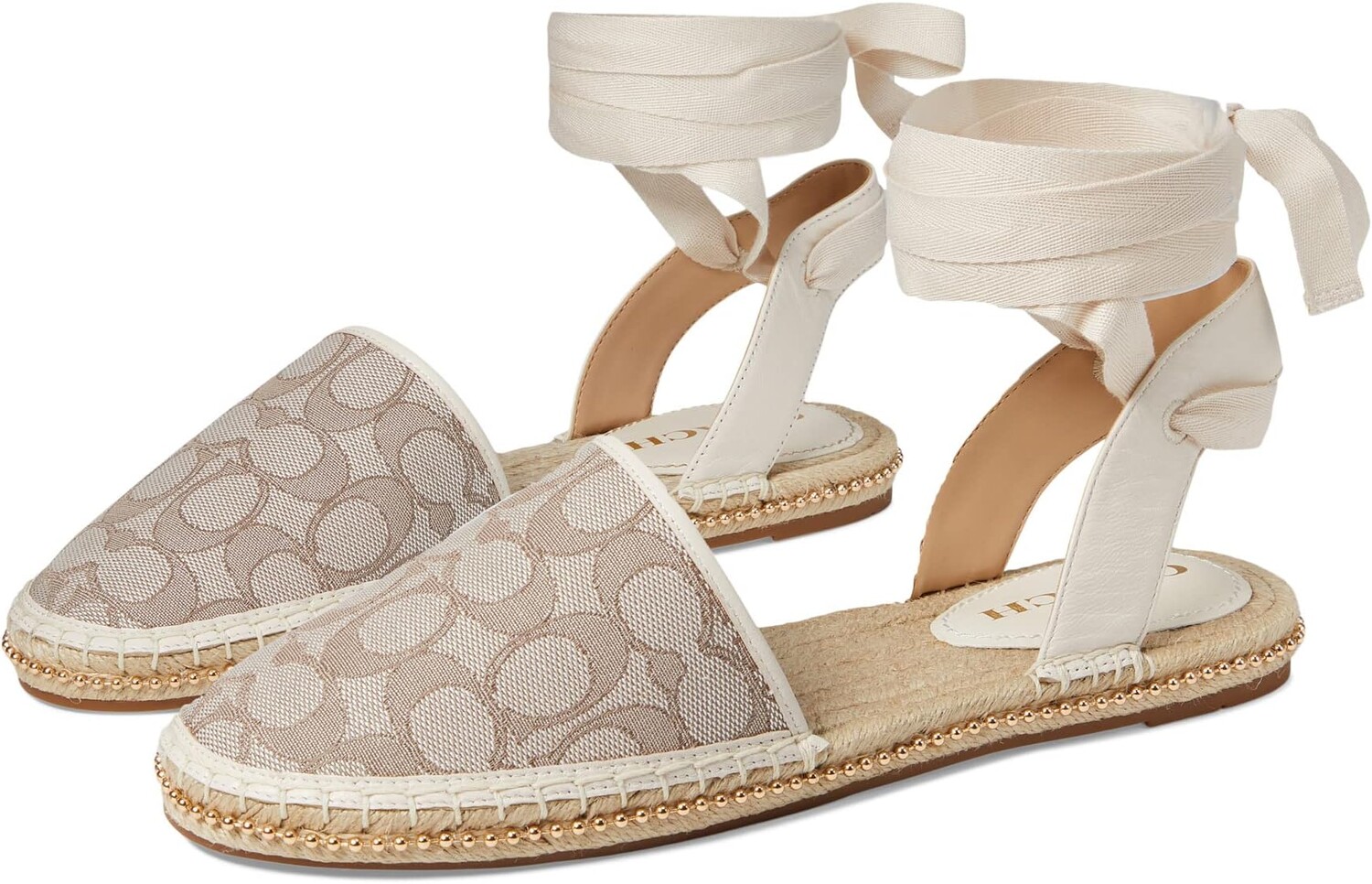 

Сандалии на плоской подошве Corrine Jacquard Espadrille COACH, цвет Chalk/Stone