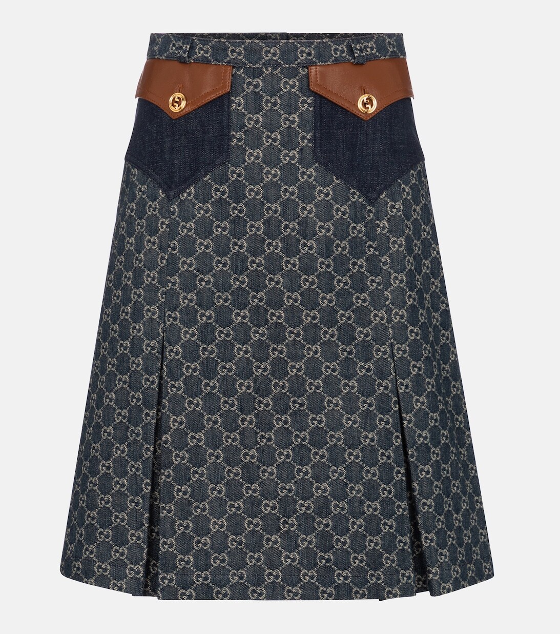

Джинсовая юбка миди с жаккардовым узором GG GUCCI, синий