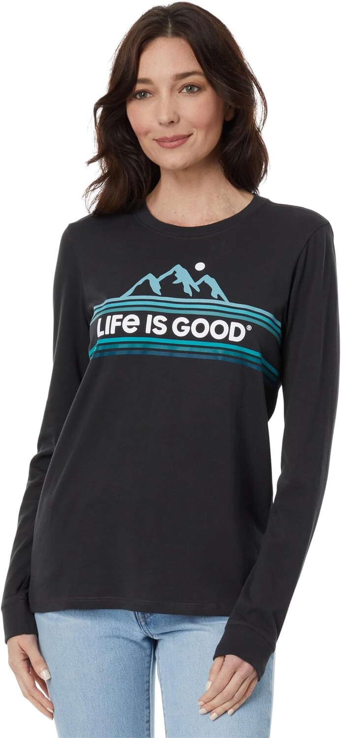

Футболка Crusher с длинными рукавами Mountainscape Retro Life is Good, цвет Jet Black