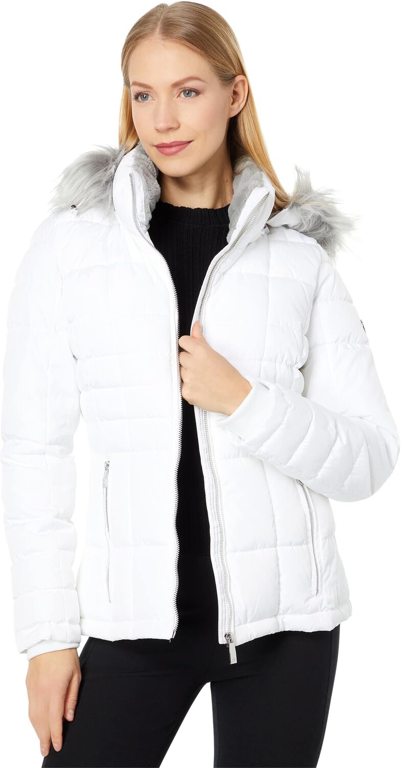 

Короткий пуховик с отделкой из искусственного меха Calvin Klein, белый
