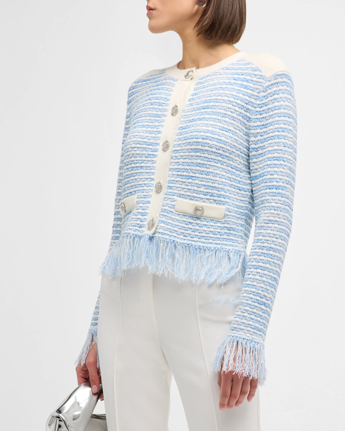 

Текстурированная куртка с бахромой Milly, цвет Blue Multi