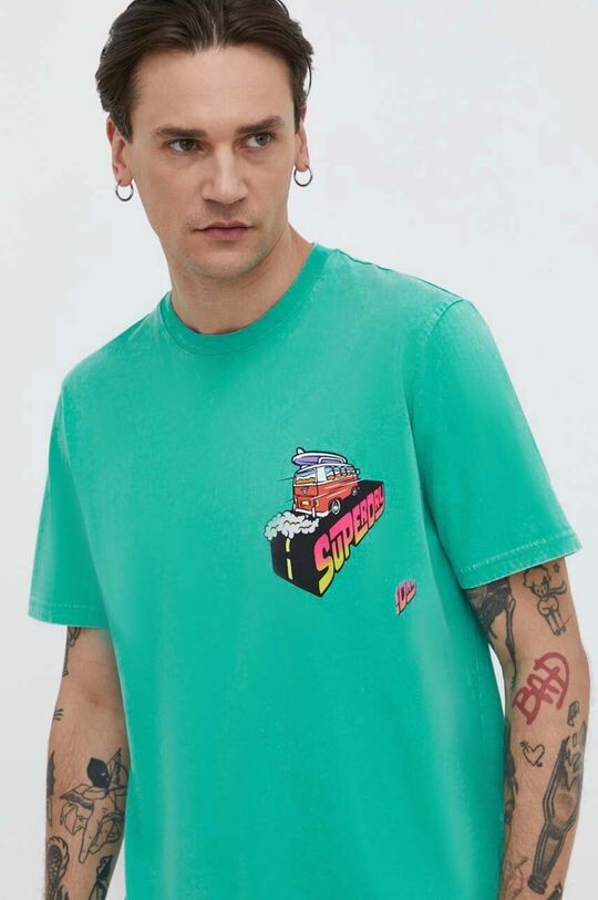 

Хлопковая футболка Superdry, зеленый