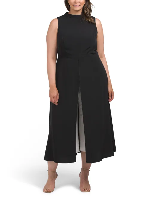 

Комбинезон Plus из крепа с накладным слоем Adrianna Papell, черный/слоновая кость