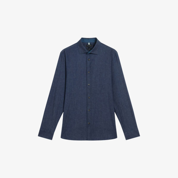 

Рубашка loders из эластичного денима узкого кроя с длинными рукавами Ted Baker, синий