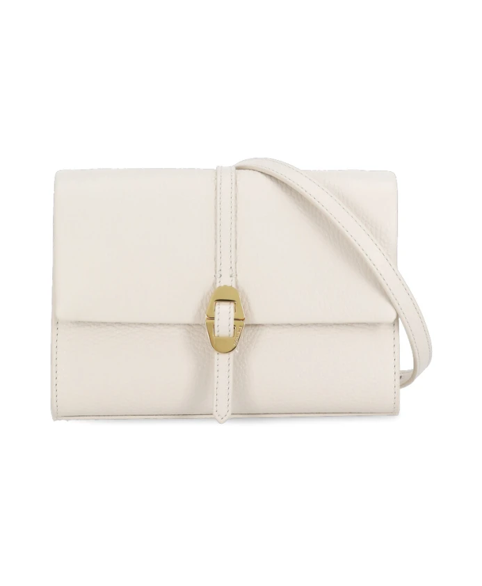 

Кожаная сумка через плечо с визитницами Coccinelle, бежевый