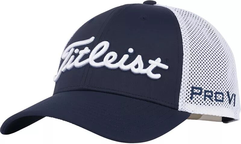 

Мужская сетчатая кепка для гольфа Titleist Tour Performance 2022, темно-синий/белый