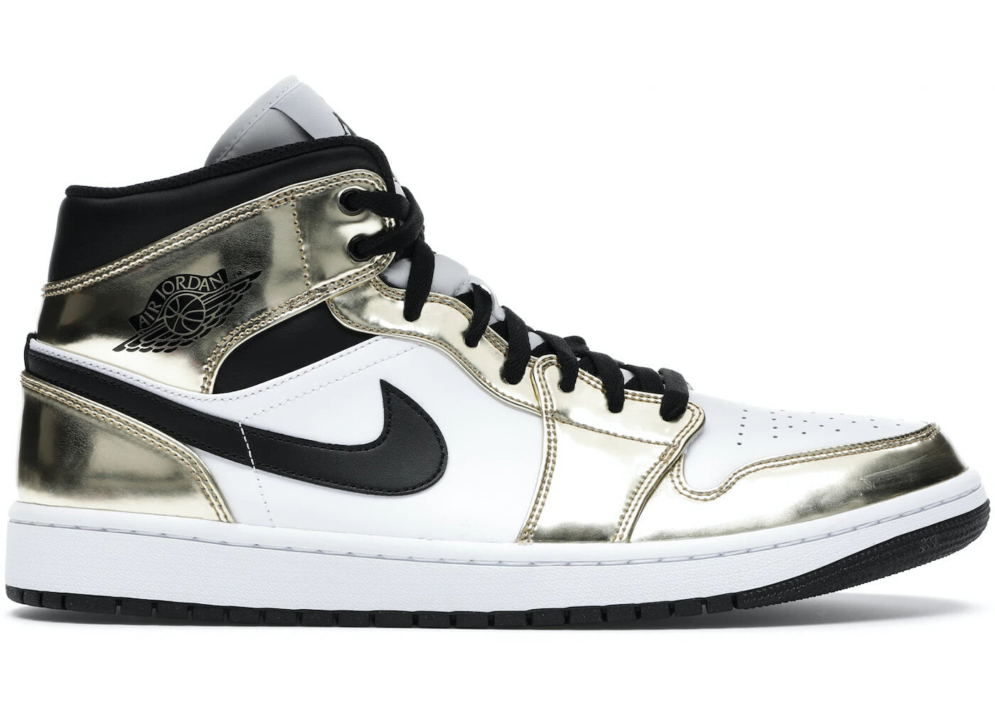 

Кроссовки Jordan 1 Mid Metallic, Золотой-Черный-Белый