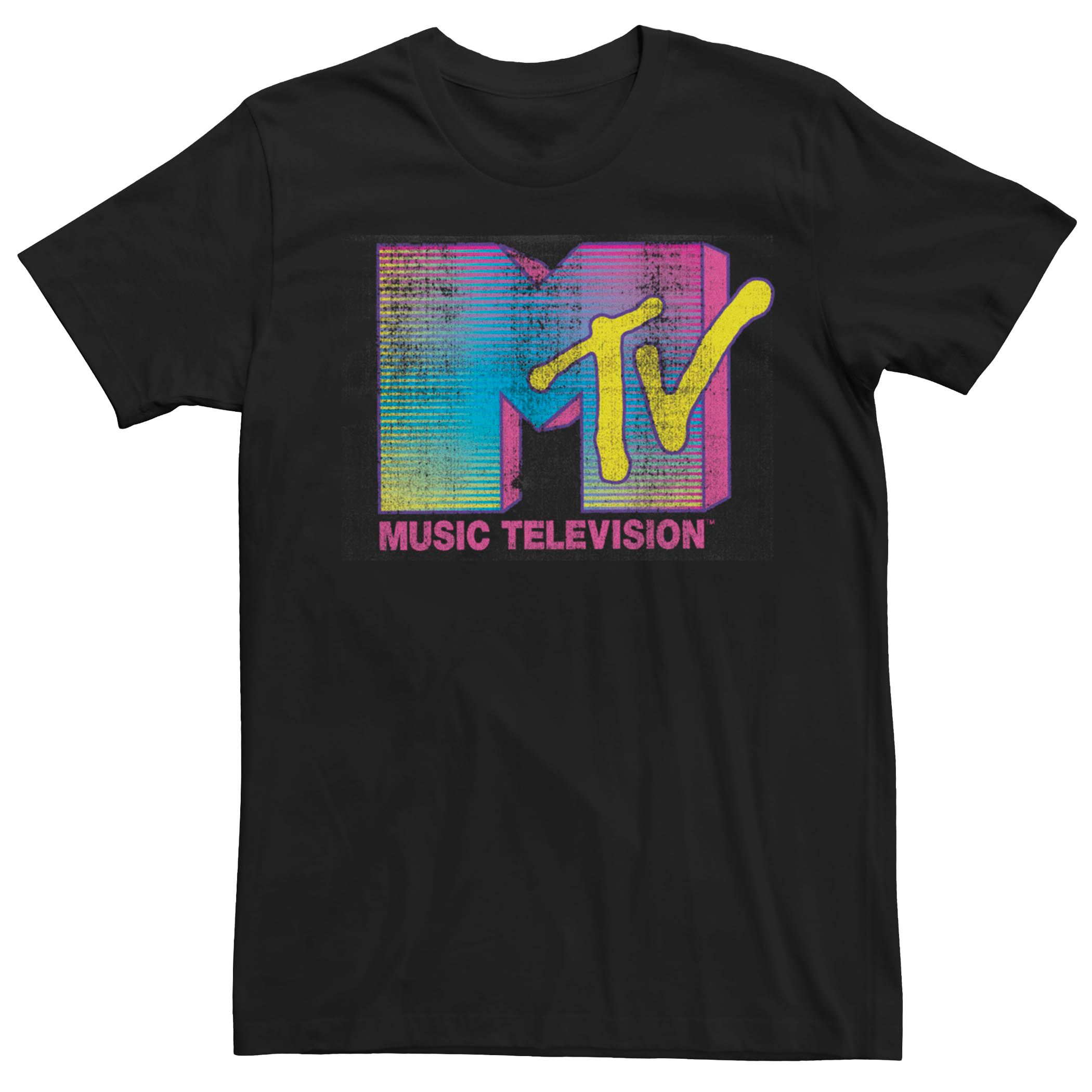 Мужская футболка с неоновым логотипом MTV Licensed Character, черный мужская футболка death before decaf с неоновым скелетом licensed character
