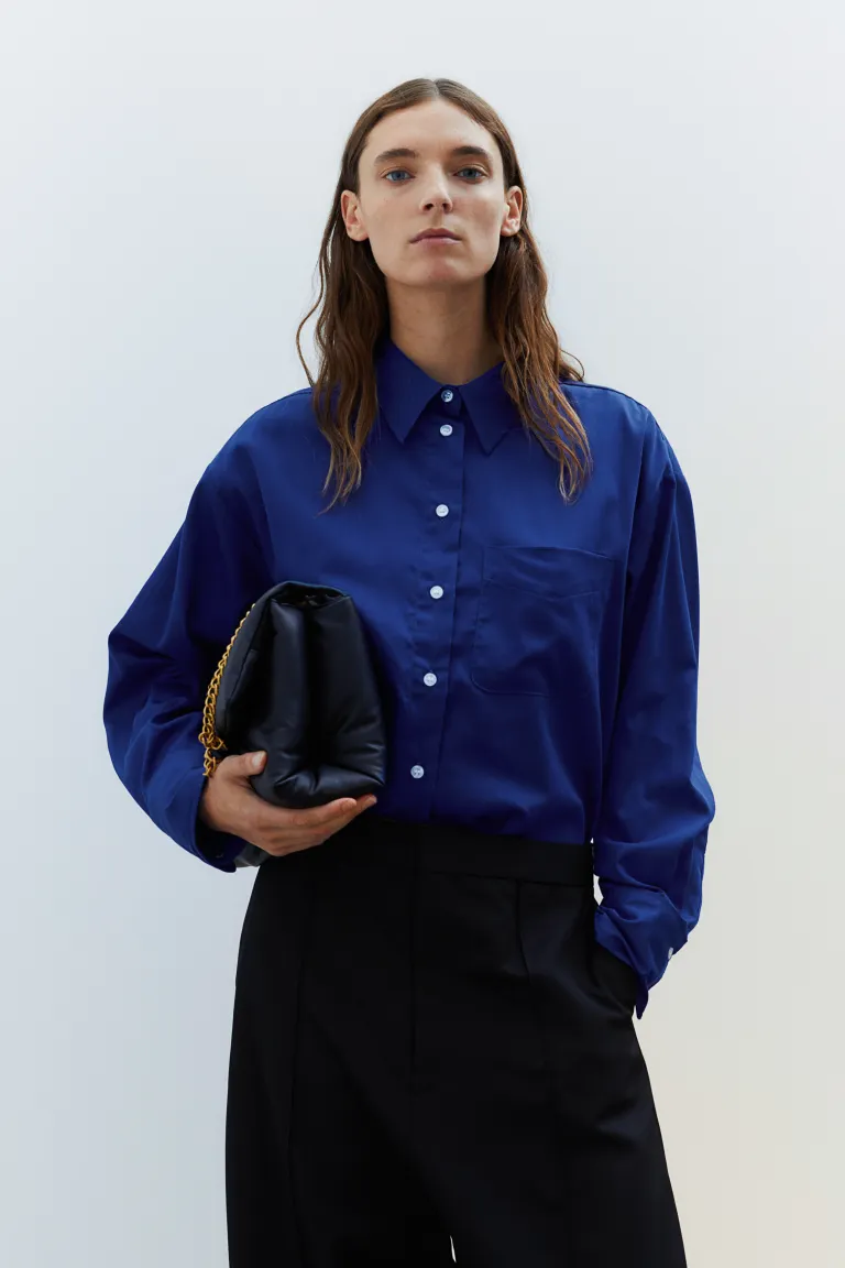 

Атласная рубашка H&M, синий