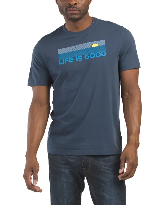

Классическая футболка с линейным видом на океан Life Is Good, темно-синий