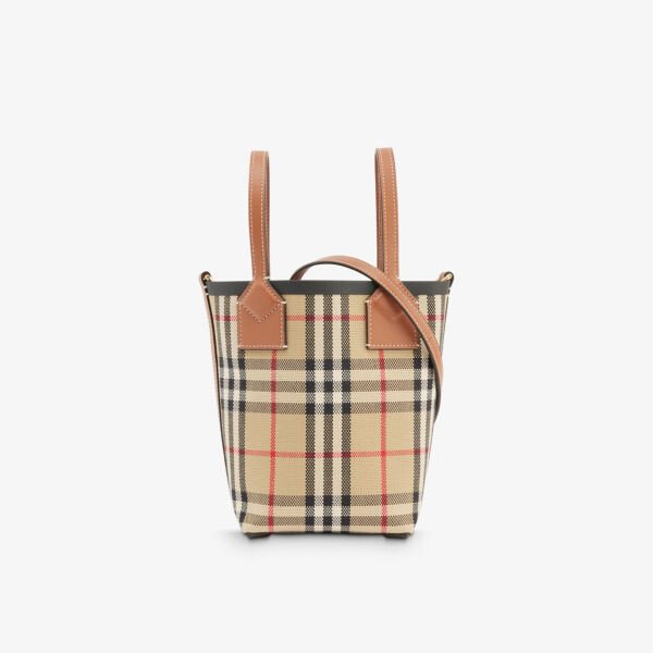 

Миниатюрная сумка london из смесового хлопка и кожи с верхней ручкой Burberry, цвет vintage chck/a.beige
