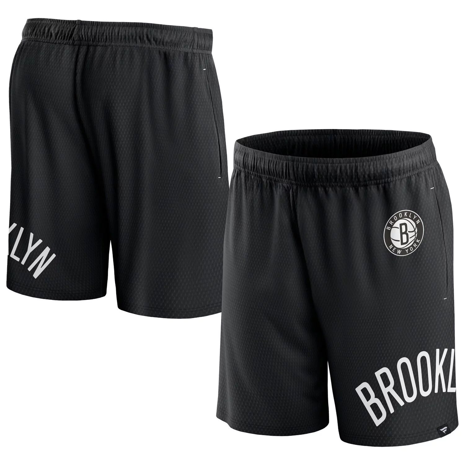 цена Мужские черные шорты из сетчатой ​​ткани с логотипом Fanatics Brooklyn Nets