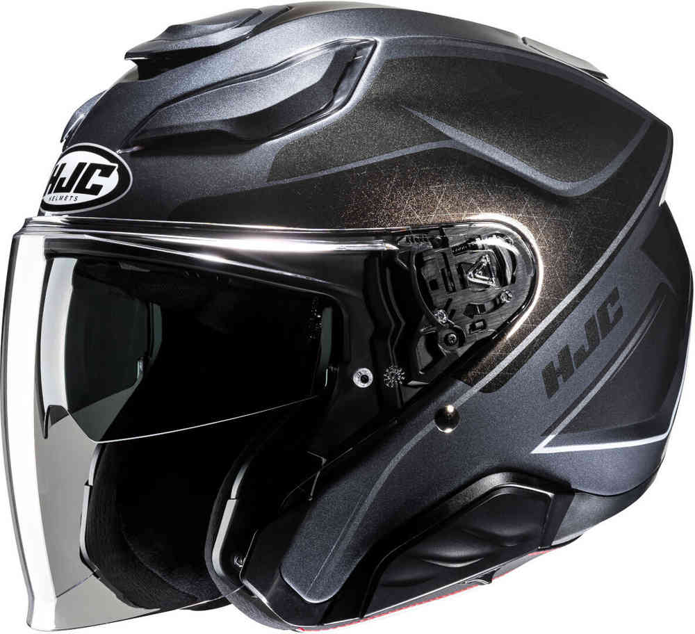 F31 Люди Реактивный шлем HJC, серый/серебристый/черный f31 люди реактивный шлем hjc белый серебристый