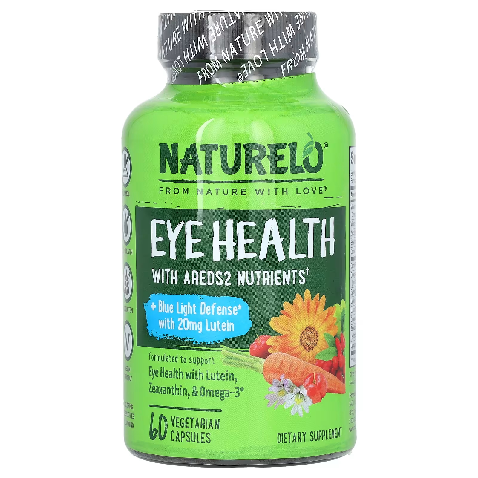 Пищевая добавка NATURELO Eye Health веганский продукт, 60 вегетарианских капсул веганский цинк naturelo с витамином c 120 вегетарианских капсул