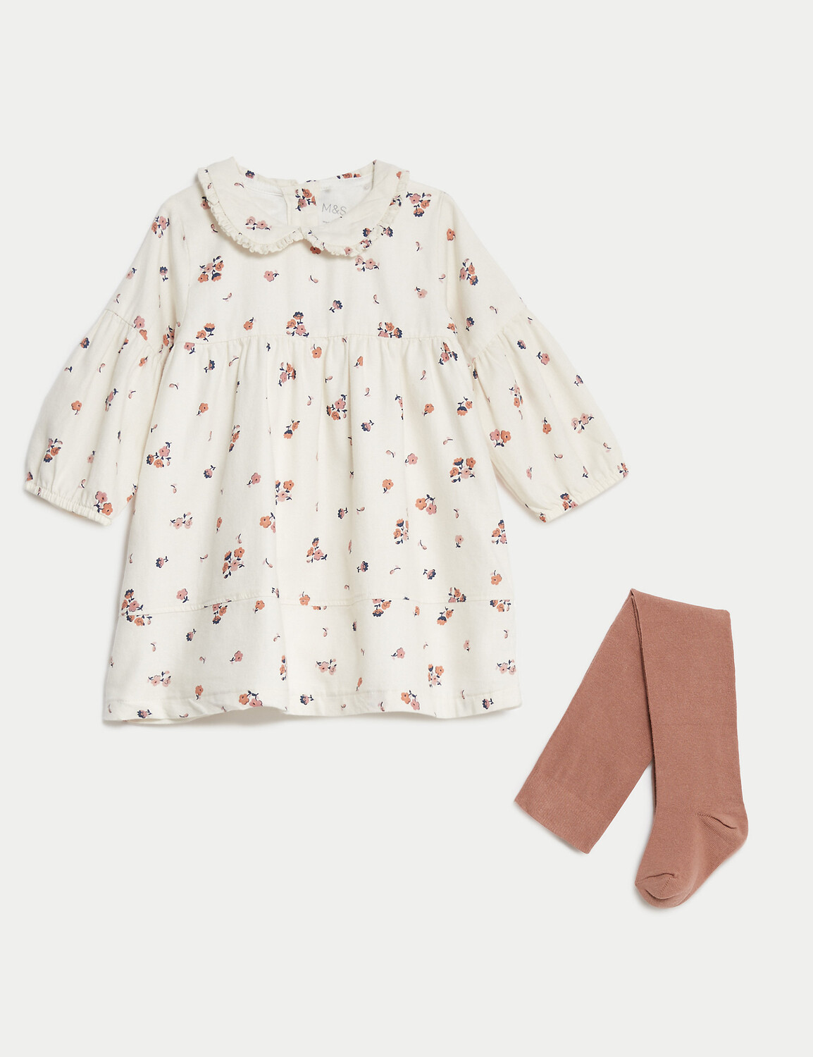 

Комплект из 2 предметов из хлопка с цветочным принтом (0–3 года) Marks & Spencer, розовый микс