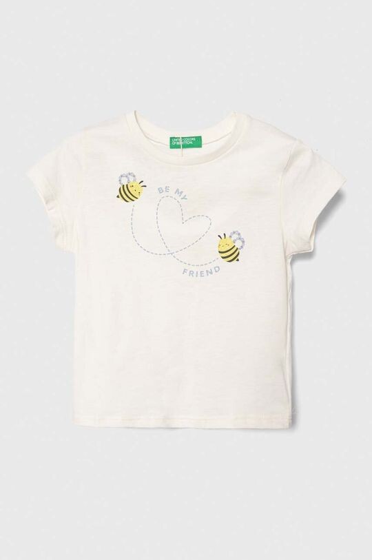 

Хлопковая футболка для детей United Colors of Benetton, бежевый