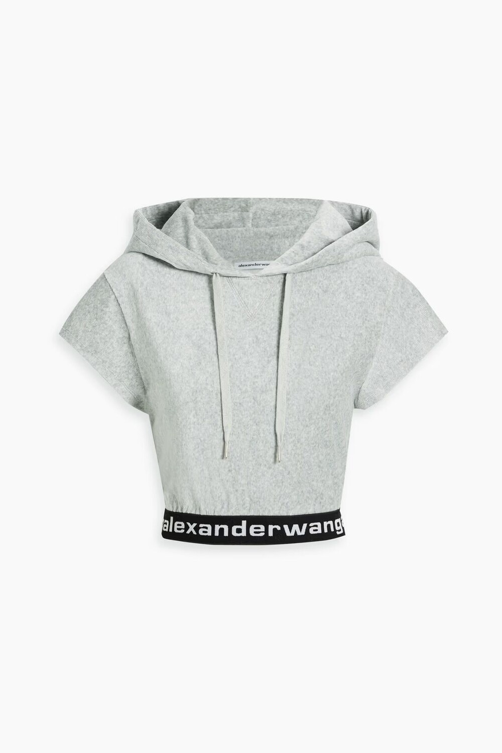 

Укороченный топ из эластичного вельвета с капюшоном Alexanderwang.T, серый