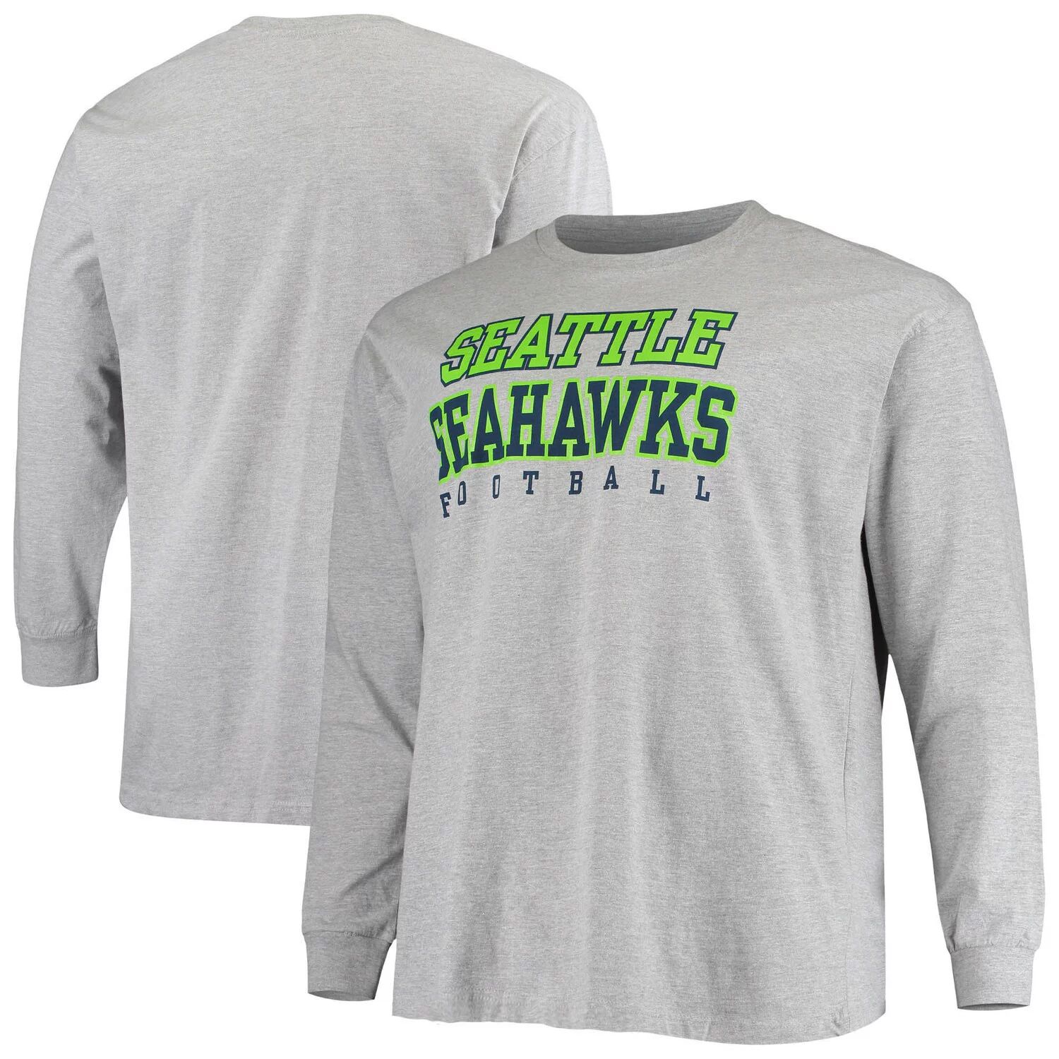 

Мужская серая футболка с логотипом Seattle Seahawks Big & Tall для практики с длинными рукавами Fanatics, Серый