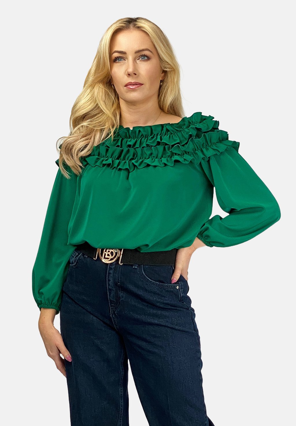 Блузка SPANISH WITH FRILLS REGINA FASHION, цвет green блузка with button regina fashion цвет fuchsia pink