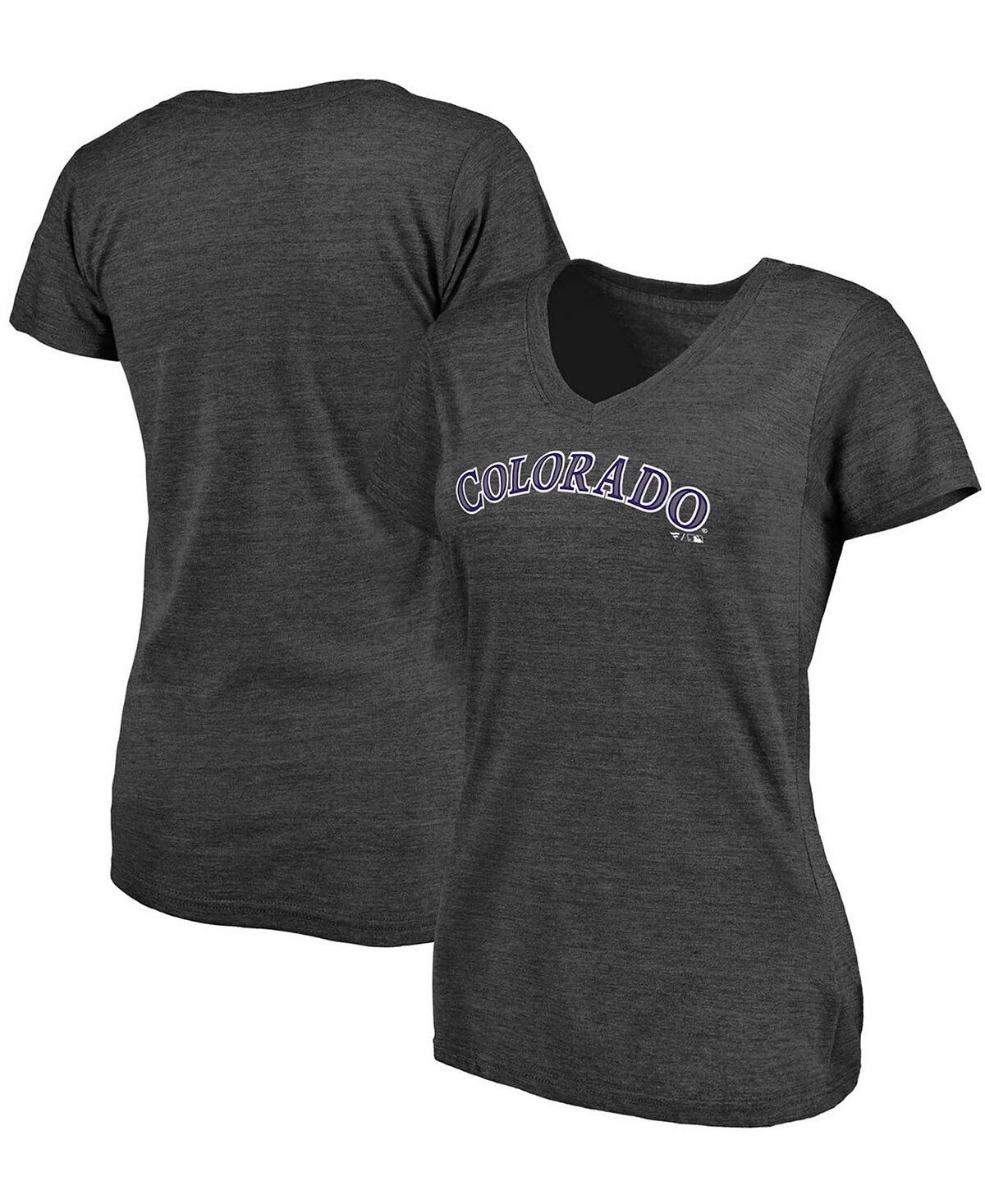 

Женская темно-серая футболка Colorado Rockies Wordmark Tri-Blend с v-образным вырезом Fanatics, Серый